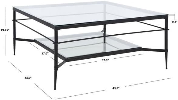 SAFAVIEH Couture Collection Mieka Black Iron/Tempered Glass Square Cocktail Table