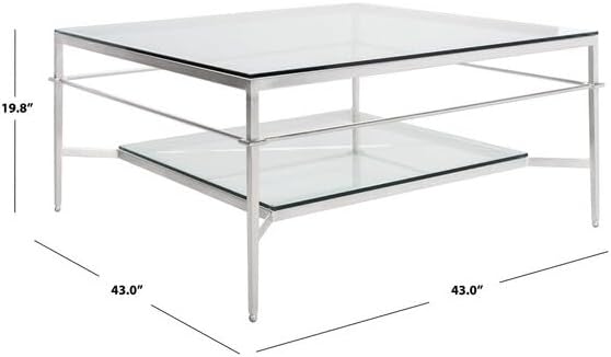 SAFAVIEH American Homes Collection Mieka Leaf Couture Cocktail Table, Silver/Glass