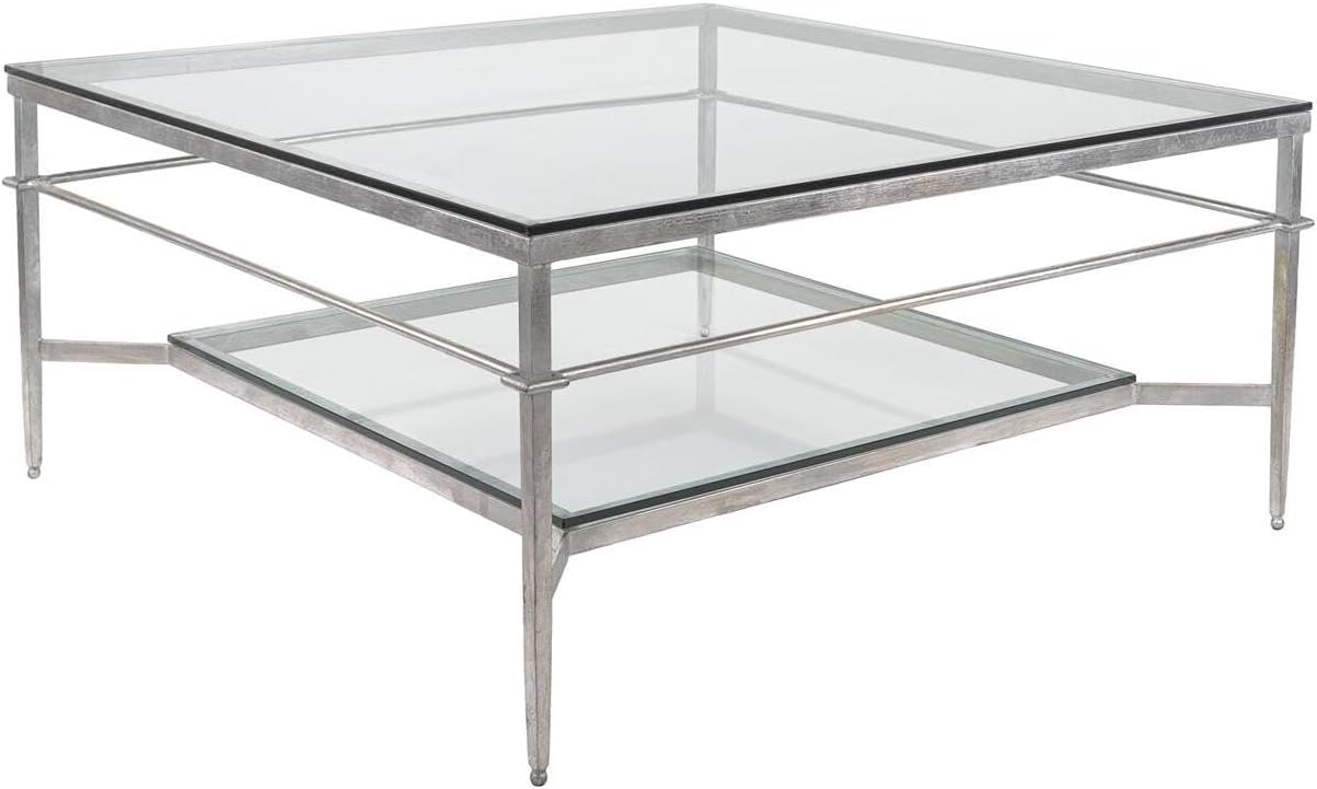 SAFAVIEH American Homes Collection Mieka Leaf Couture Cocktail Table, Silver/Glass