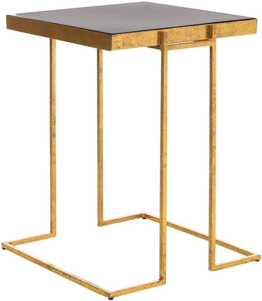 Safavieh Home Amarylis Black and Gold Greek Key Side Table