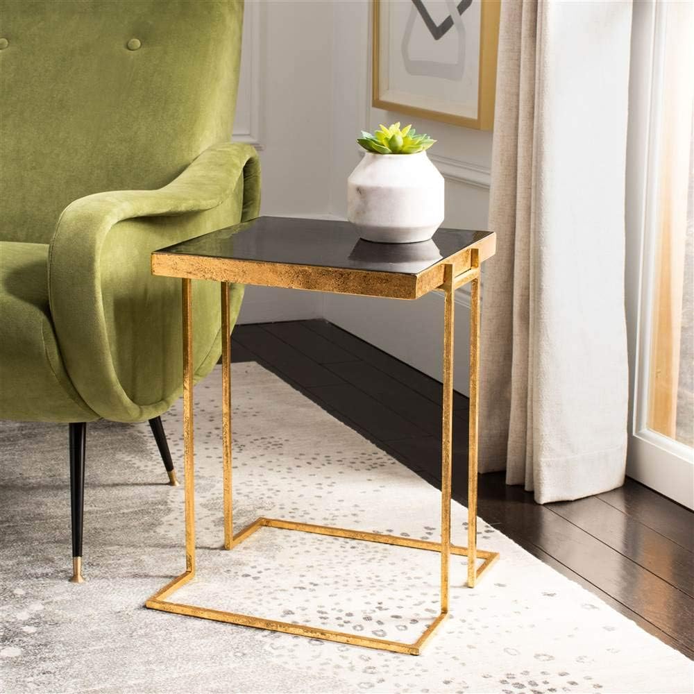 Safavieh Home Amarylis Black and Gold Greek Key Side Table