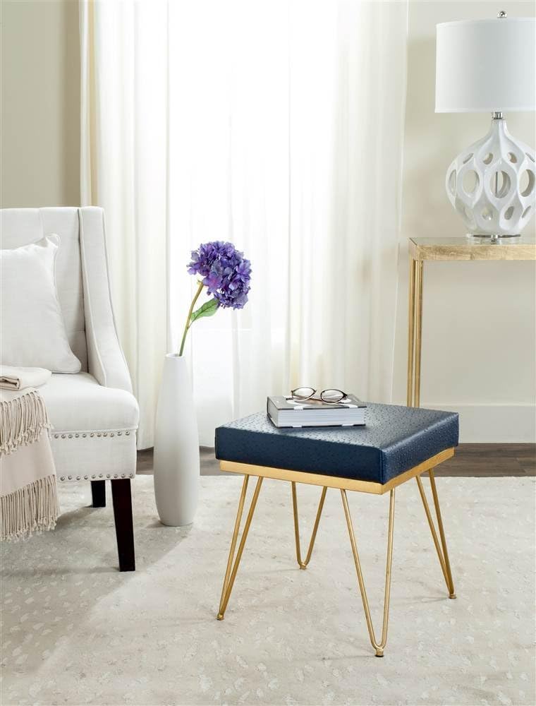 Safavieh Home Collection Jenine Faux Ostrich Navy Blue Square Bench