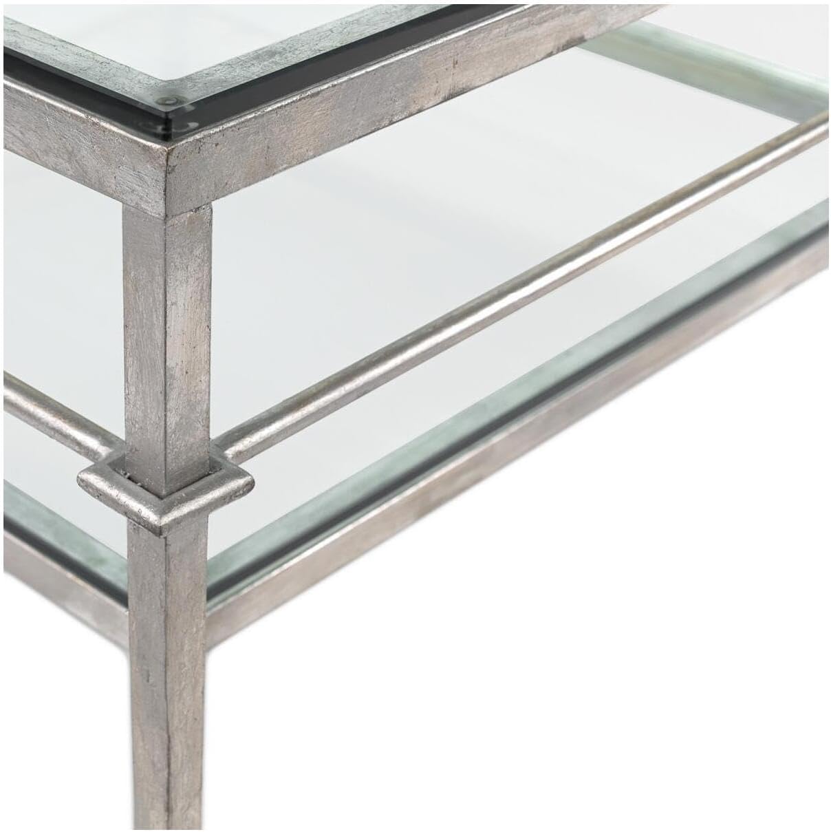 SAFAVIEH American Homes Collection Mieka Leaf Couture Cocktail Table, Silver/Glass